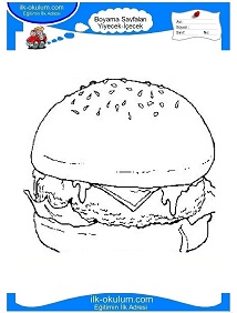 Çocuklar İçin Hamburger Boyama Sayfaları 